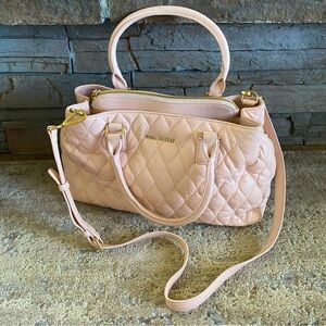 Vera Bradley Large Quilted Purse Emma Handbag Pale Pink Leather Shoulder Bag